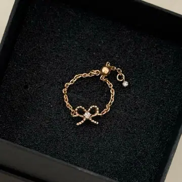 cuicui 다이아몬드 리본 체인 반지 K10