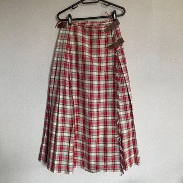 WONDERFUL WORLD 체크 무늬 플리츠 랩 스커트