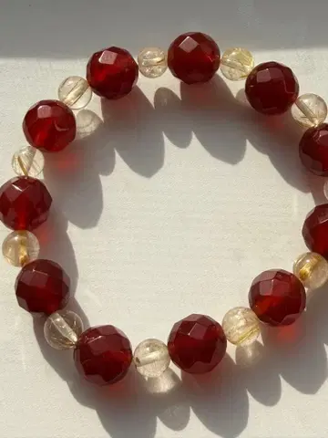 패싯 컷 카넬리안 루틸 쿼츠 팔찌