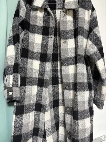 체크 무늬 롱 코트 L 사이즈