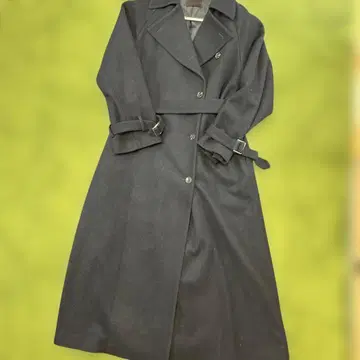 anuans 롱 코트 울 100% 네이비 M 사이즈 벨트 A라인