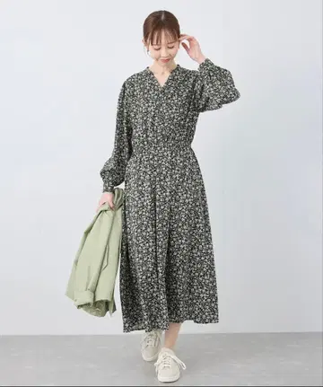 미니 꽃무늬 스키퍼 롱 원피스