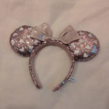 [ 새상품급 ] 도쿄 디즈니 리조트 스팽글 장식 하트 자수 핑크 머리띠