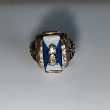 클래식 블루 화이트 스트라이프 10금 레어템 앤티크 반지