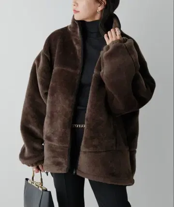 브라운 플리스 자켓 오버 사이즈
