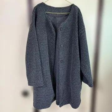 블랙 플리스풍 코트