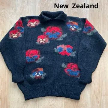꽃무늬 뜨개질 스웨터 뉴질랜드 레트로