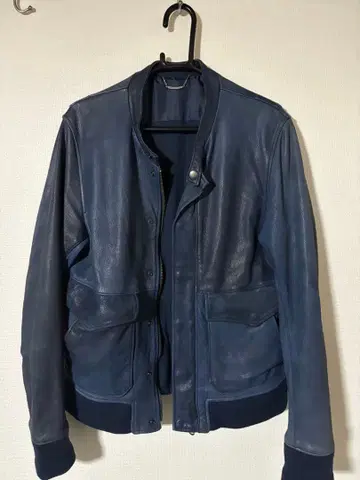 네이비 가죽 자켓