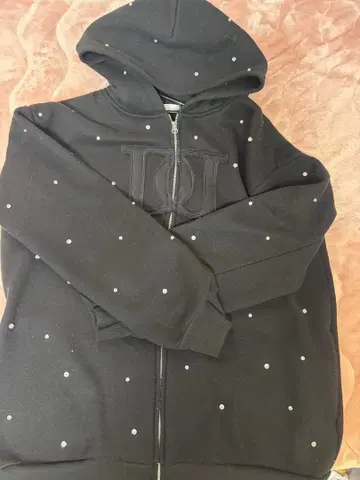 darichDD 로고 비쥬 지퍼 후드티 블랙