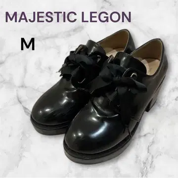 MAJESTIC LEGON 블랙 에나멜 통굽 로퍼 M