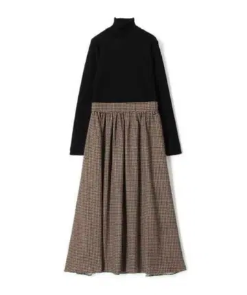 [ 미사용 새상품 ] 투모로우랜드 아이비 프린트 콤비 터틀넥 원피스