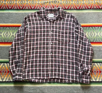 60s N&N EAST 울 레이온 셔츠 오픈 카라 50s