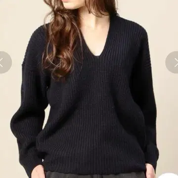 뷰티앤유스 BY 벌키 골지 V넥 니트 풀오버 니트