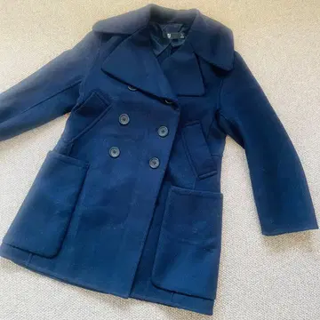 유니클로 +J 더블 페이스 피 코트 네이비 S 사이즈 울 블렌드