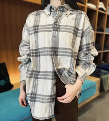 SHINZONE 체크 대디 셔츠 BEIGE x BLACK