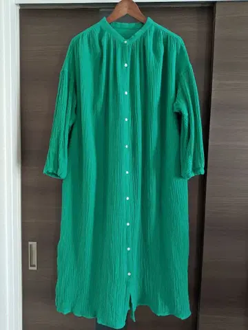 그린 거즈 원피스 긴팔