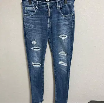 AZUL by moussy 데미지 데님 다크 블루 XL 스키니