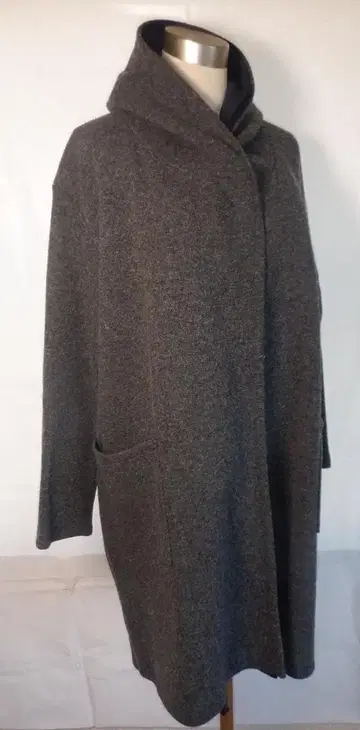 theory luxe 띠어리 럭스 후드 부착 롱 코트 그레이 M