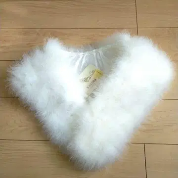 화이트 기모노 숄 미국산 깃털 100% 일본제 퀸 페더