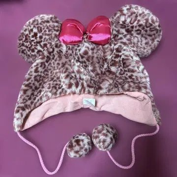 미니 레오파드 무늬 팬 캡 핑크