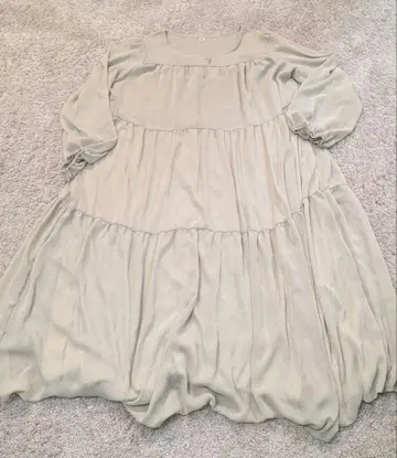 [ 고품질 ] AMESUN 얇은 소재 롱 원피스 카키