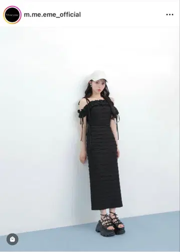 오프숄더 셔링 레이스 셋업 M me eme