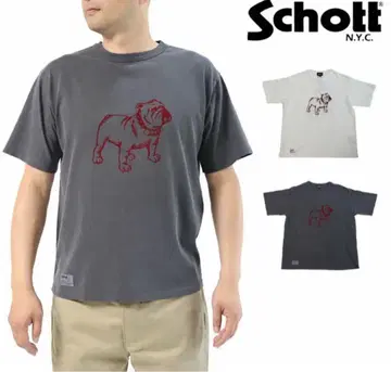 schott 샷 불독 T셔츠 M 정품 미개봉 새상품 플로키 프린트