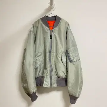 USA MA-1 플라이트 자켓 실버 카키 안쪽 오렌지