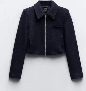 [ ZARA ] 텍스처 크롭 블레이저 ( 네이비 )