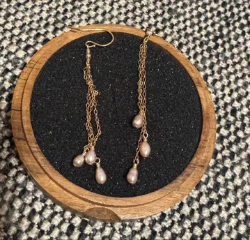 담수 핑크 펄 롱 귀걸이 반짝반짝 흔들흔들 예쁨