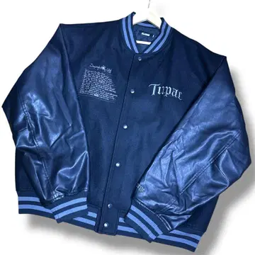 XLARGE x 2Pac 콜라보 바시티 자켓 2XL 블랙 가죽 새상품급