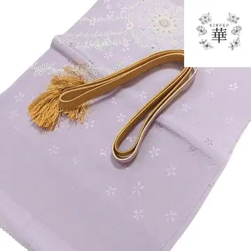 E 화 오비 장식 천 오비띠 세트 보라색 꽃무늬 고급