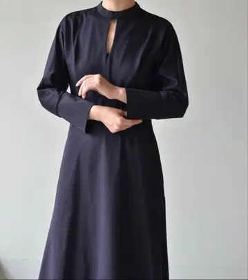 Mame. 마메쿠로구치 Cotton Jersey Dress 네이비