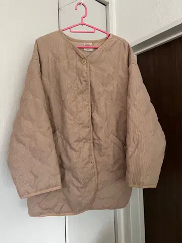 OUTDOOR 퀼팅 자켓 코듀로이 베이지 벽돌색 미착용