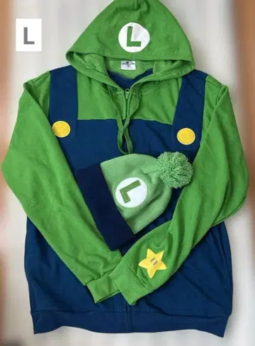 새상품급 USJ 루이지 후드티&니트 모자 세트 슈퍼 닌텐도 월드