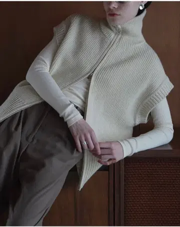 CLANE 지퍼 칼라 니트 베스트