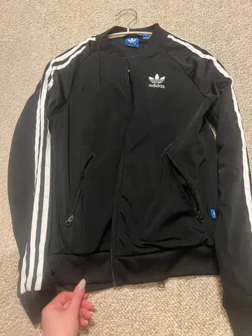 adidas 블랙 저지 풀 집업