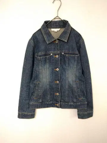 새상품급 질스튜어트 데님 자켓 여성용 M 다크 네이비 면 데미지 가공