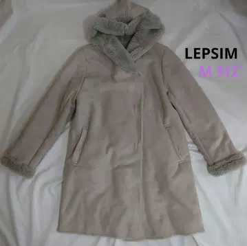 렙심 무스탕풍 코트 M 그레이 후드 부착 안감 퍼 울트라 웜