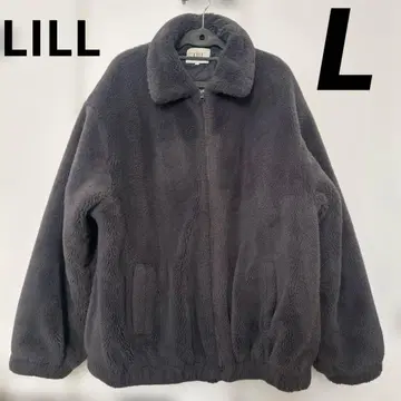 LILL 보아 퍼 퀼팅 자켓 차콜 그레이 L