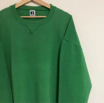 초레어 컬러 켈리 그린 USA 제조 90s 러셀 애슬레틱 앞 V 맨투맨