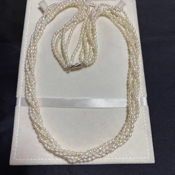 담수 진주 5연 세미 롱 목걸이