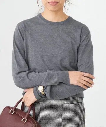 IENA 이에나 18G 플레인 크루넥 풀오버 그레이