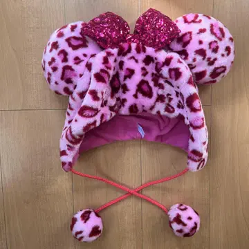 팬캡 미니 핑크 레오파드 무늬 귀도리 모자 디즈니