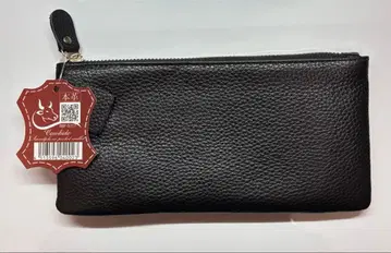 가죽 소재 블랙 장지갑 지퍼식