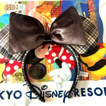디즈니 머리띠 체크 브라운