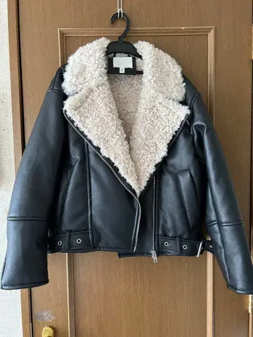 H&M 쉘파 카라 부착 라이더 자켓 M 블랙