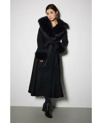 rienda 리엔다 울 MIX 클라시 드레스 코트 블랙