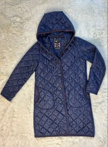 [ 라벤햄 ] 네이비 퀼팅 자켓 후드 부착 M 여성용