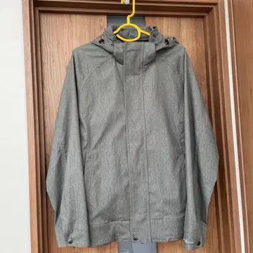 그레이 후드 부착 프론트 지퍼 점퍼